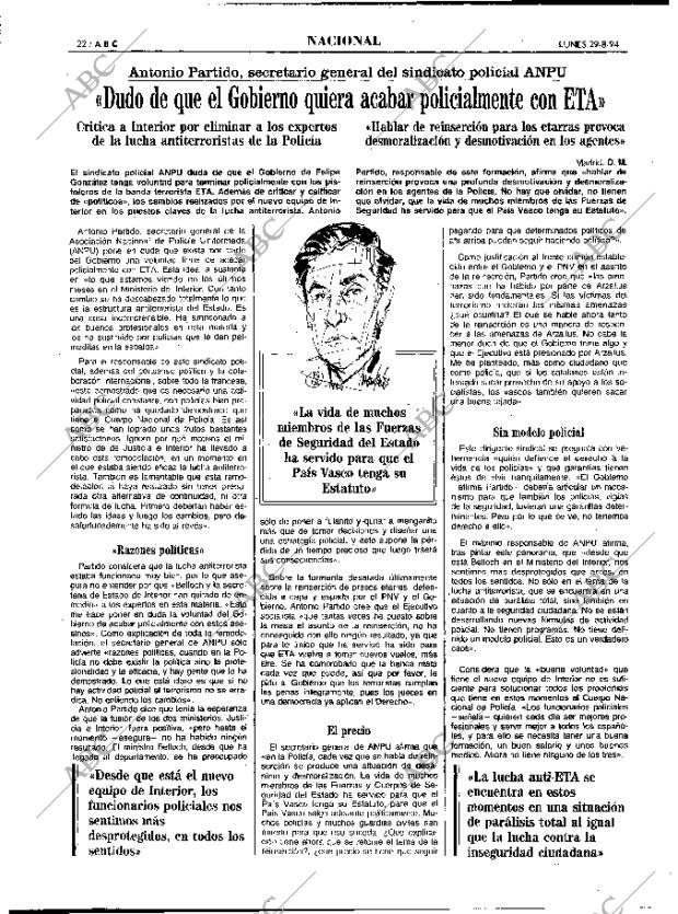 ABC MADRID 29-08-1994 página 22