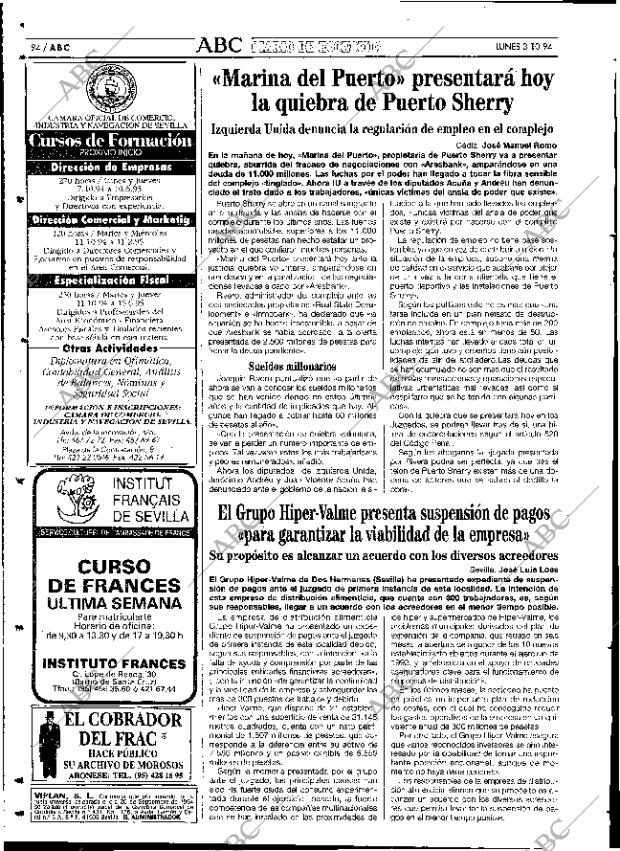 ABC SEVILLA 03-10-1994 página 94