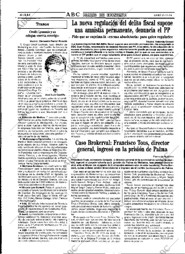 ABC MADRID 21-11-1994 página 40