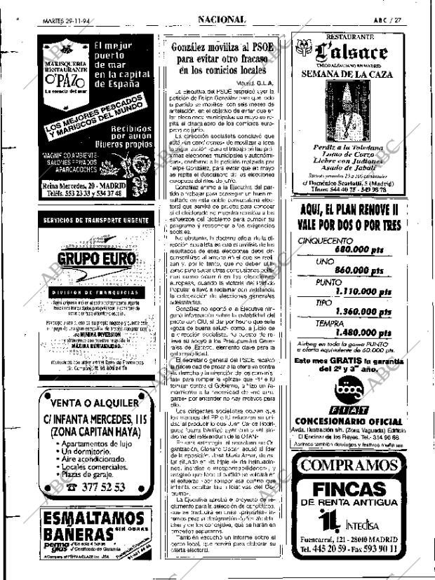 ABC MADRID 29-11-1994 página 27