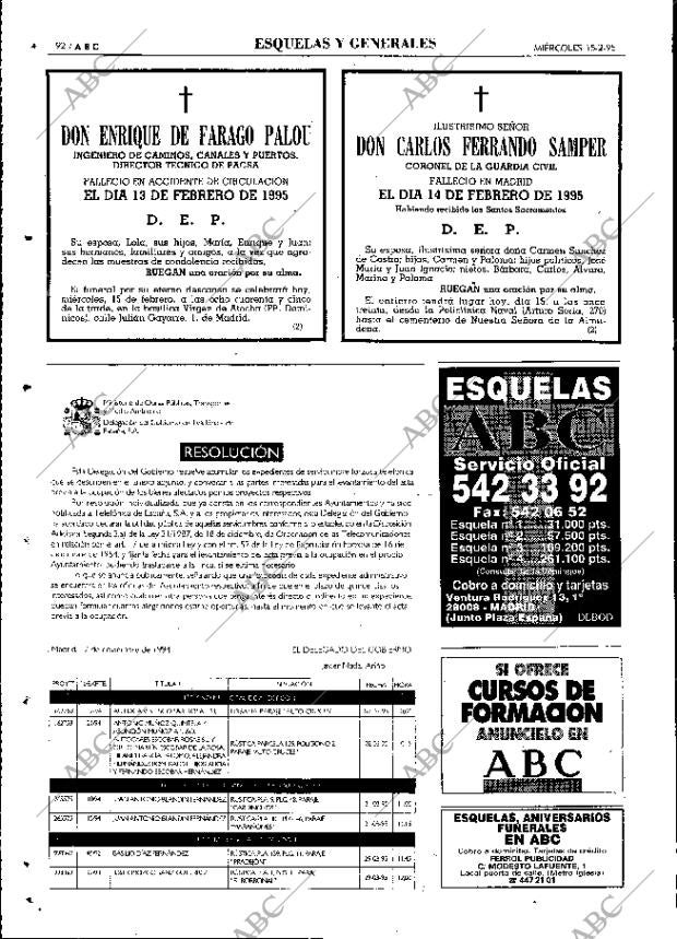 ABC MADRID 15-02-1995 página 92