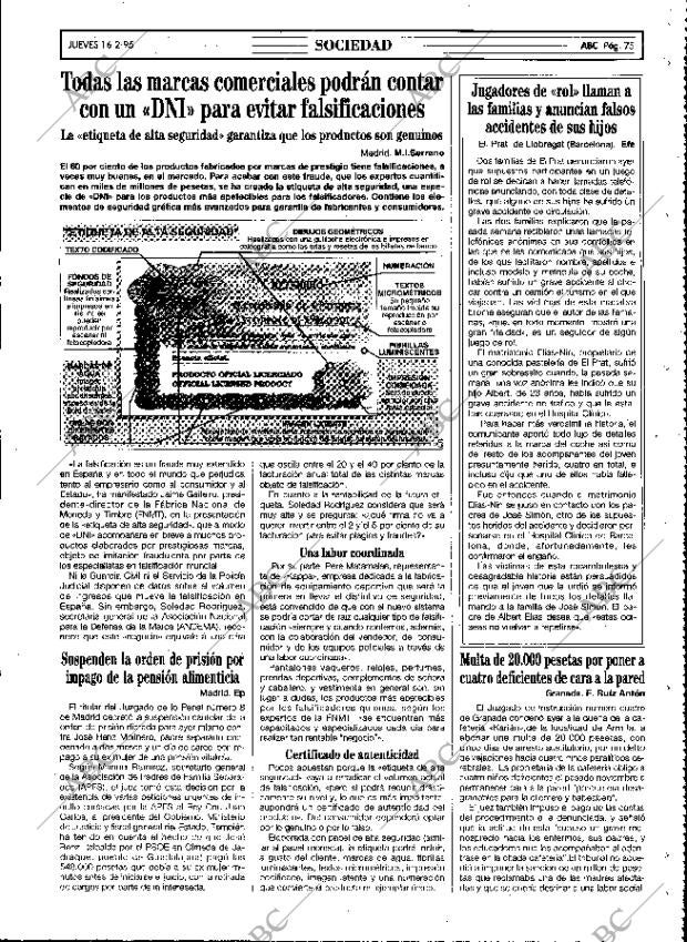 ABC MADRID 16-02-1995 página 75