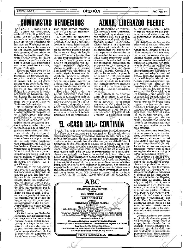 ABC SEVILLA 16-02-1995 página 19
