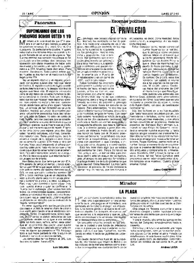 ABC MADRID 27-03-1995 página 22