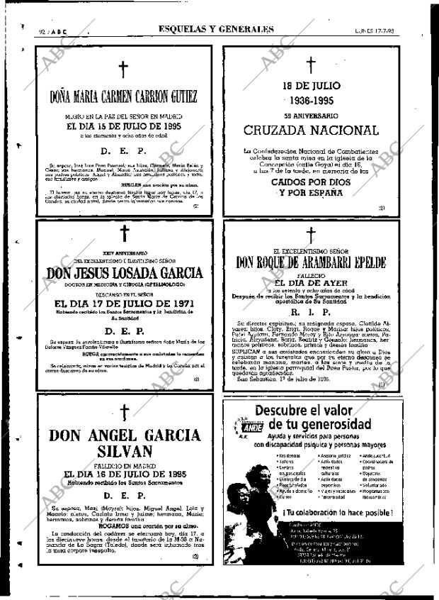 ABC MADRID 17-07-1995 página 92