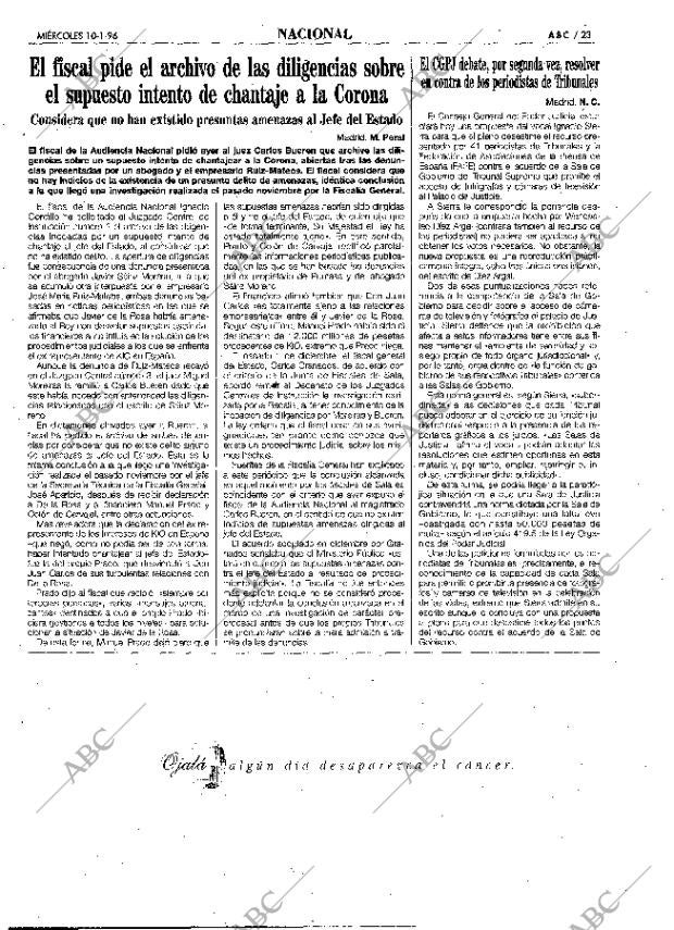 ABC MADRID 10-01-1996 página 23