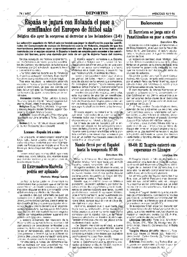 ABC SEVILLA 10-01-1996 página 74
