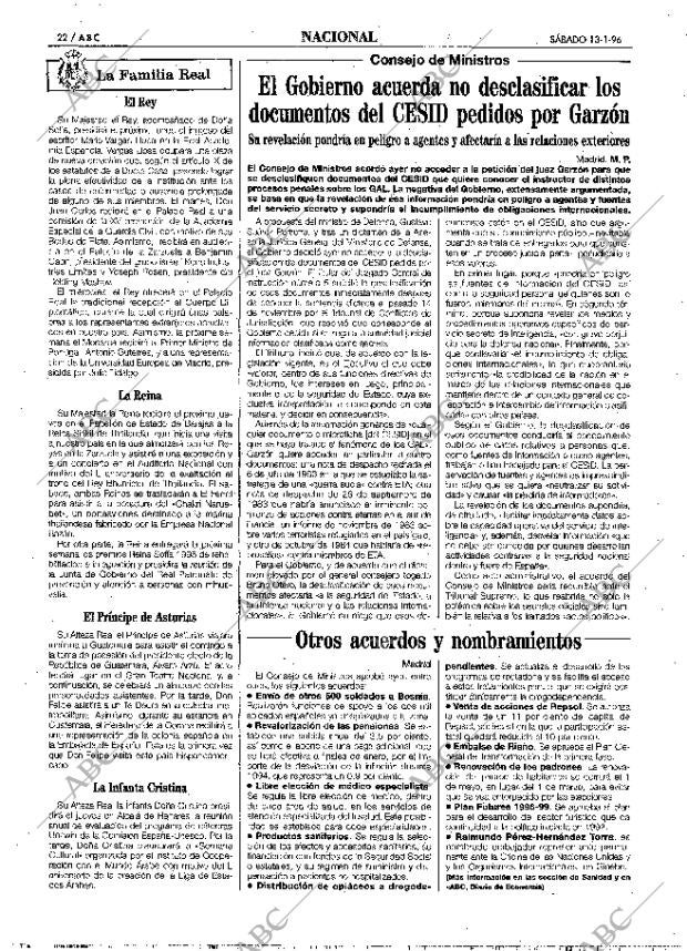 ABC MADRID 13-01-1996 página 22