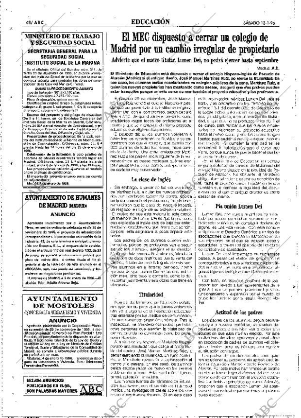 ABC MADRID 13-01-1996 página 68