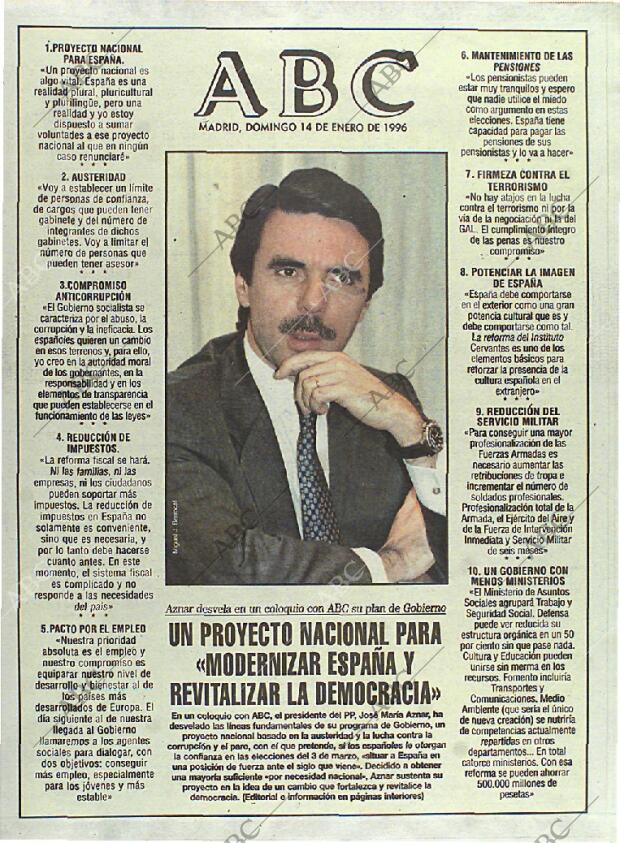 ABC MADRID 14-01-1996 página 1