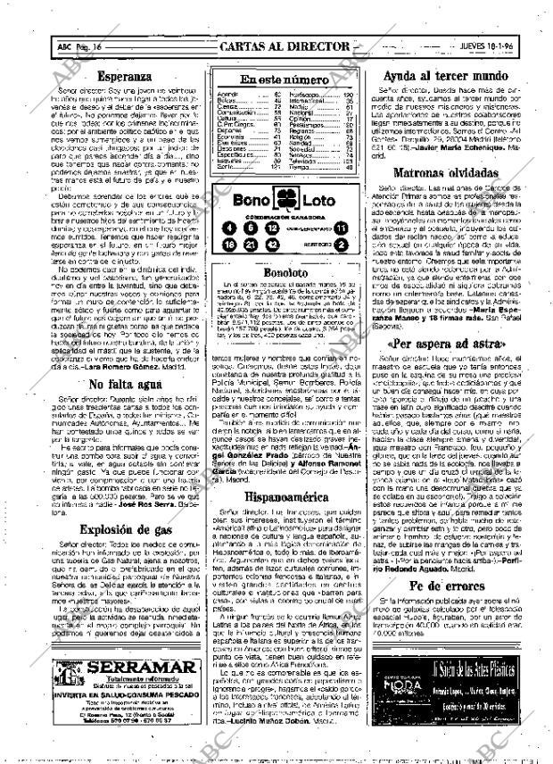 ABC MADRID 18-01-1996 página 16