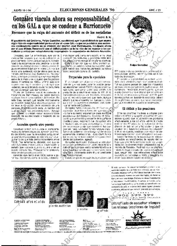 ABC MADRID 18-01-1996 página 23
