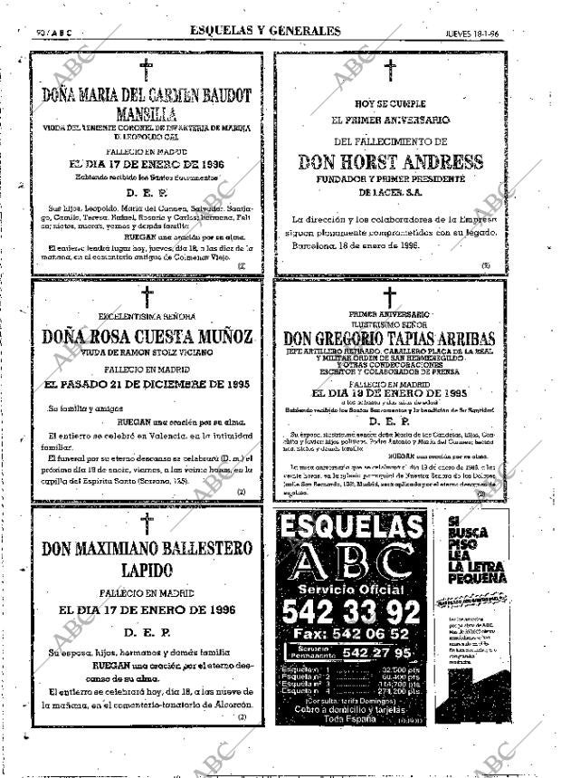ABC MADRID 18-01-1996 página 90