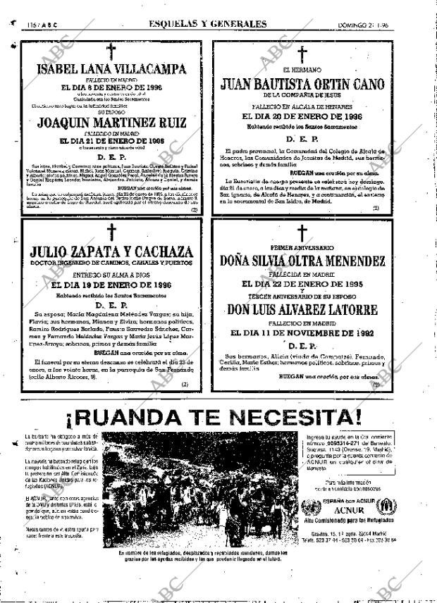 ABC MADRID 21-01-1996 página 116