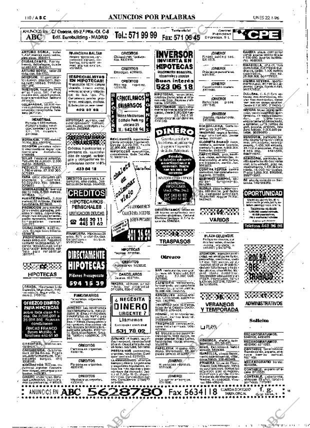 ABC MADRID 22-01-1996 página 110