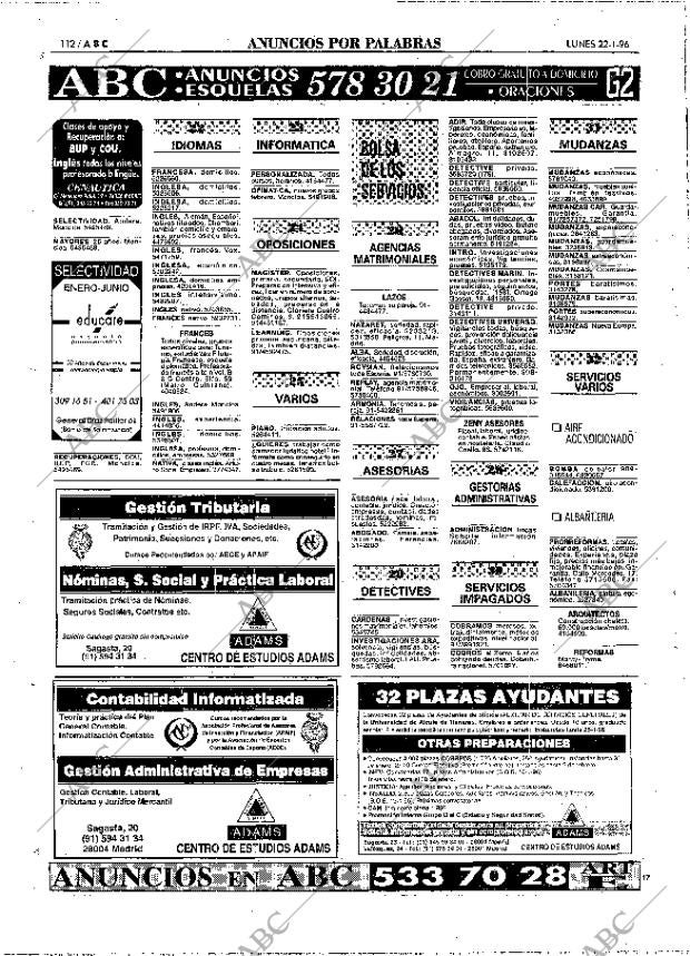 ABC MADRID 22-01-1996 página 112