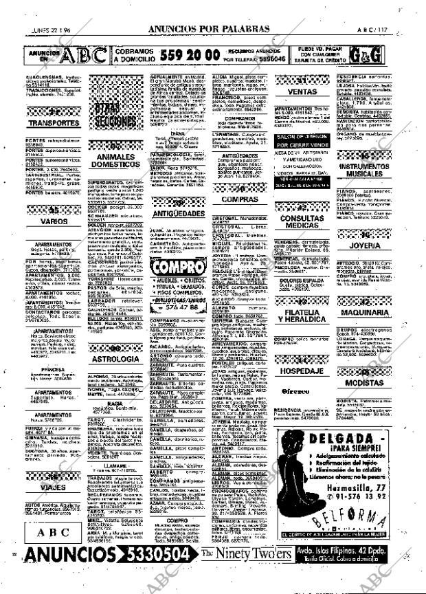 ABC MADRID 22-01-1996 página 117
