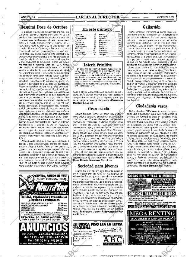 ABC MADRID 22-01-1996 página 14