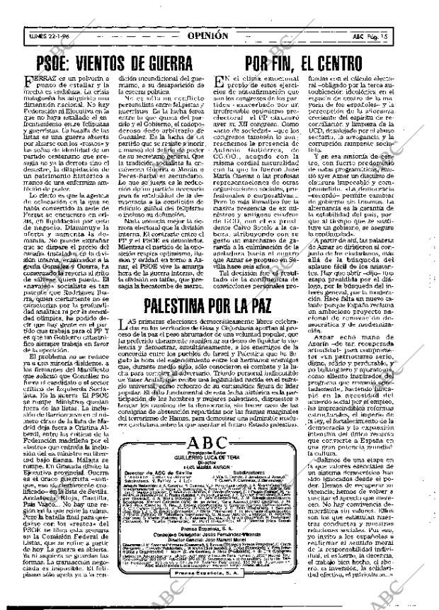 ABC MADRID 22-01-1996 página 15