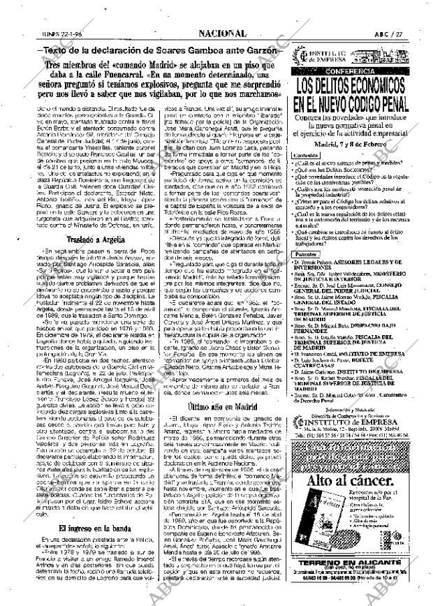 ABC MADRID 22-01-1996 página 27