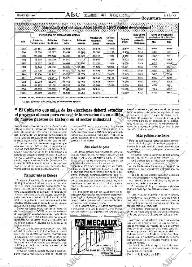 ABC MADRID 22-01-1996 página 43