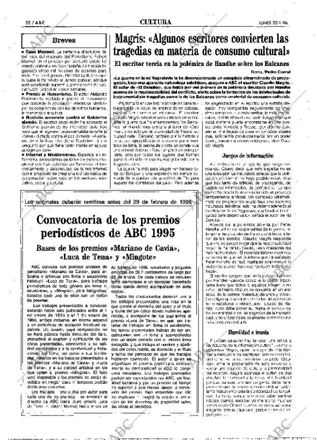 ABC MADRID 22-01-1996 página 52