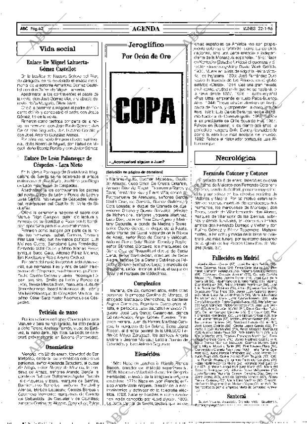ABC MADRID 22-01-1996 página 62