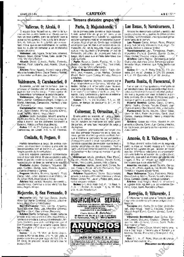 ABC MADRID 22-01-1996 página 77