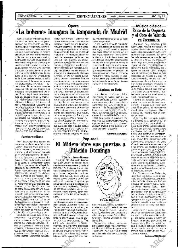 ABC MADRID 22-01-1996 página 85