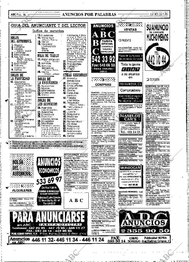 ABC MADRID 22-01-1996 página 96