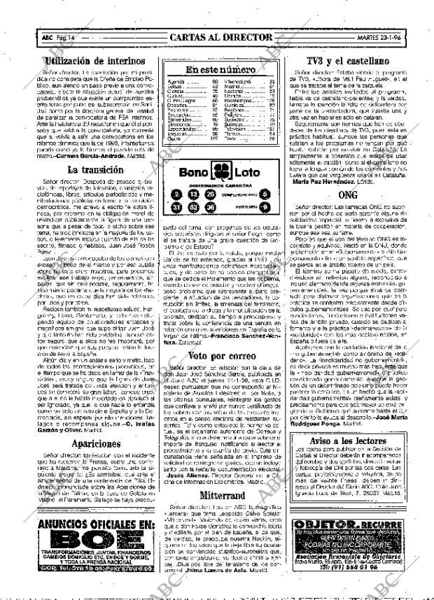 ABC MADRID 23-01-1996 página 14