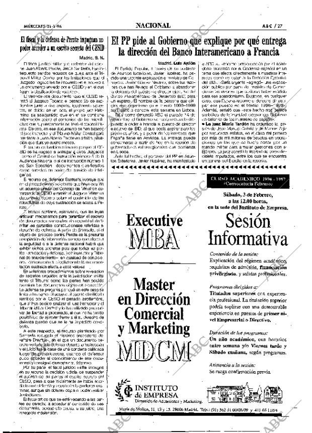 ABC MADRID 31-01-1996 página 27