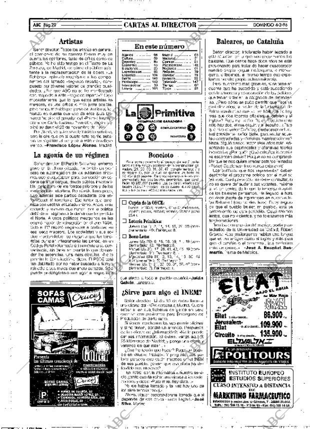 ABC MADRID 04-02-1996 página 20