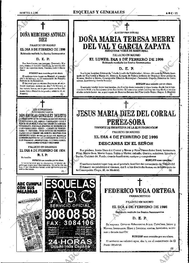 ABC MADRID 06-02-1996 página 85