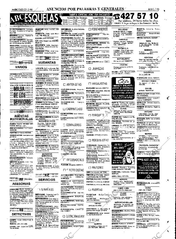ABC SEVILLA 21-02-1996 página 93