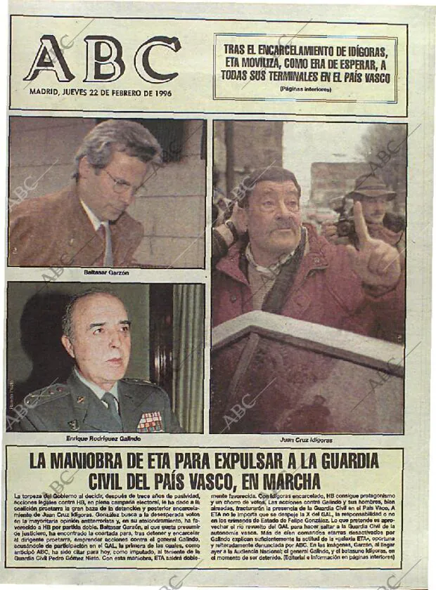 ABC MADRID 22-02-1996 página 1