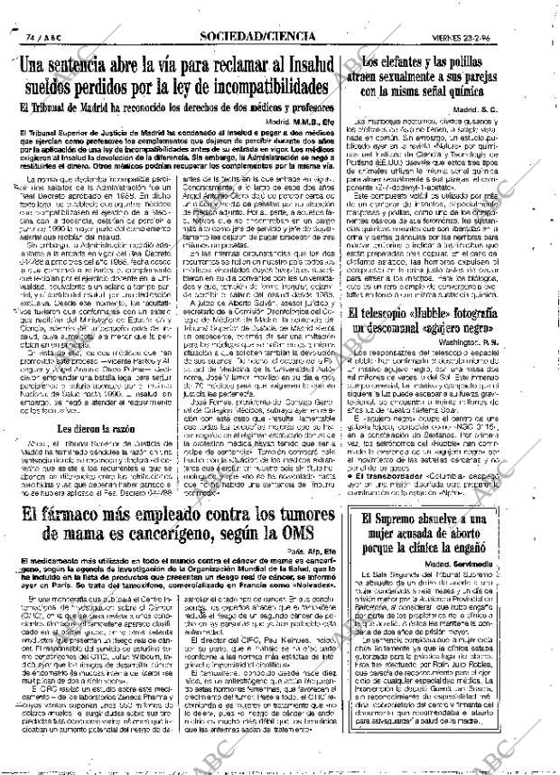 ABC MADRID 23-02-1996 página 74