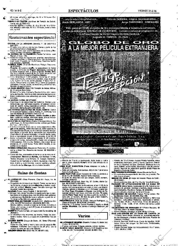 ABC MADRID 23-02-1996 página 92