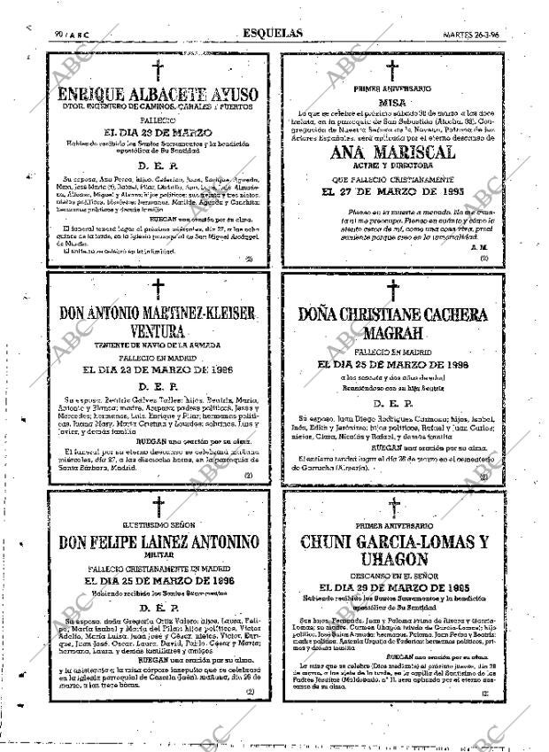 ABC MADRID 26-03-1996 página 90