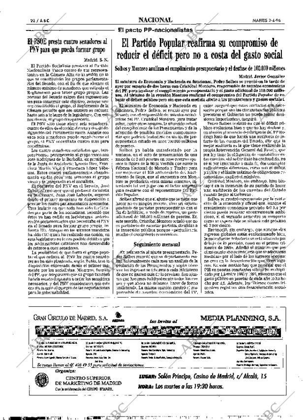 ABC MADRID 02-04-1996 página 22