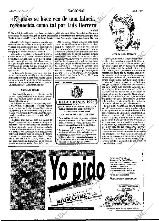ABC MADRID 17-04-1996 página 27
