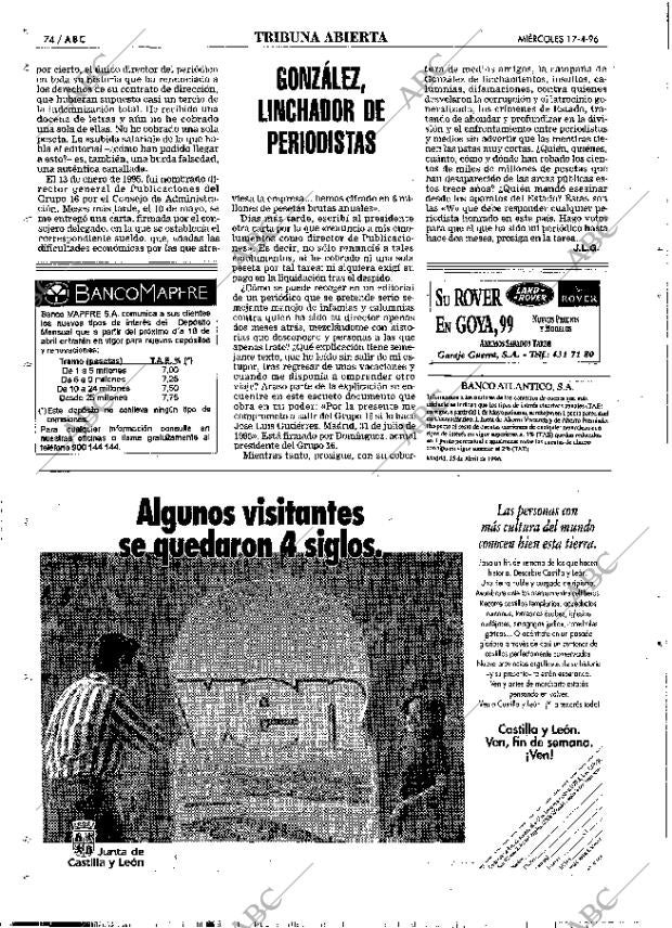 ABC MADRID 17-04-1996 página 74
