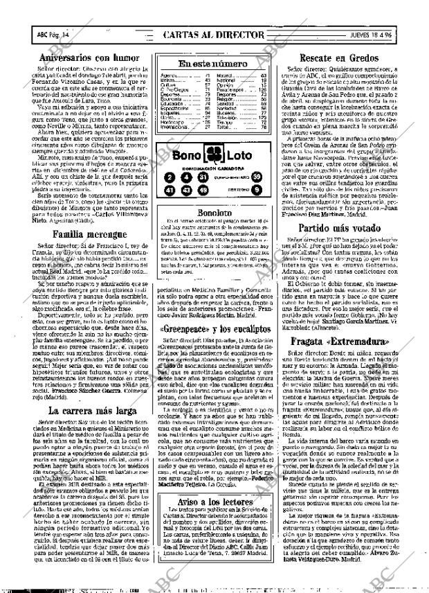 ABC MADRID 18-04-1996 página 14