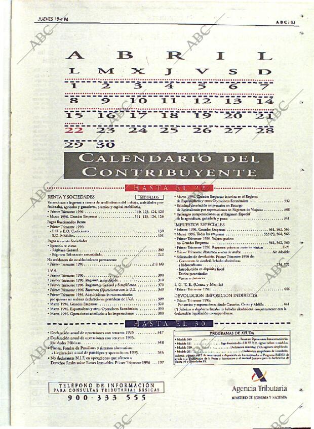 ABC MADRID 18-04-1996 página 83
