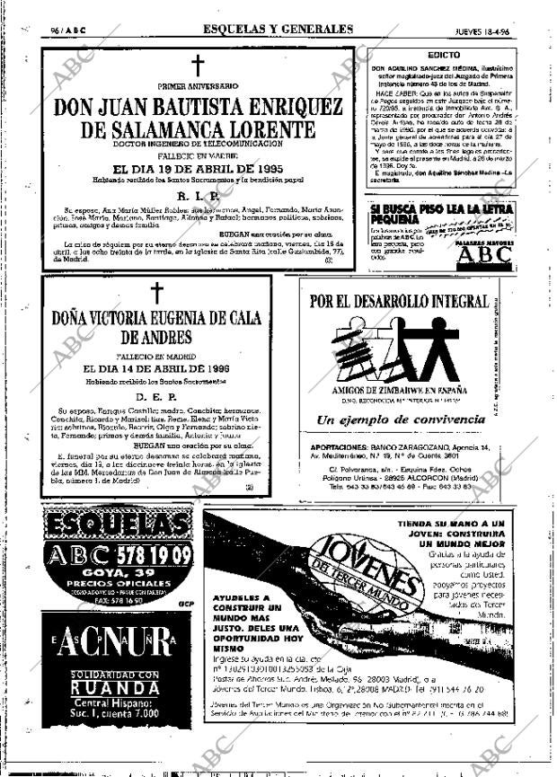 ABC MADRID 18-04-1996 página 96