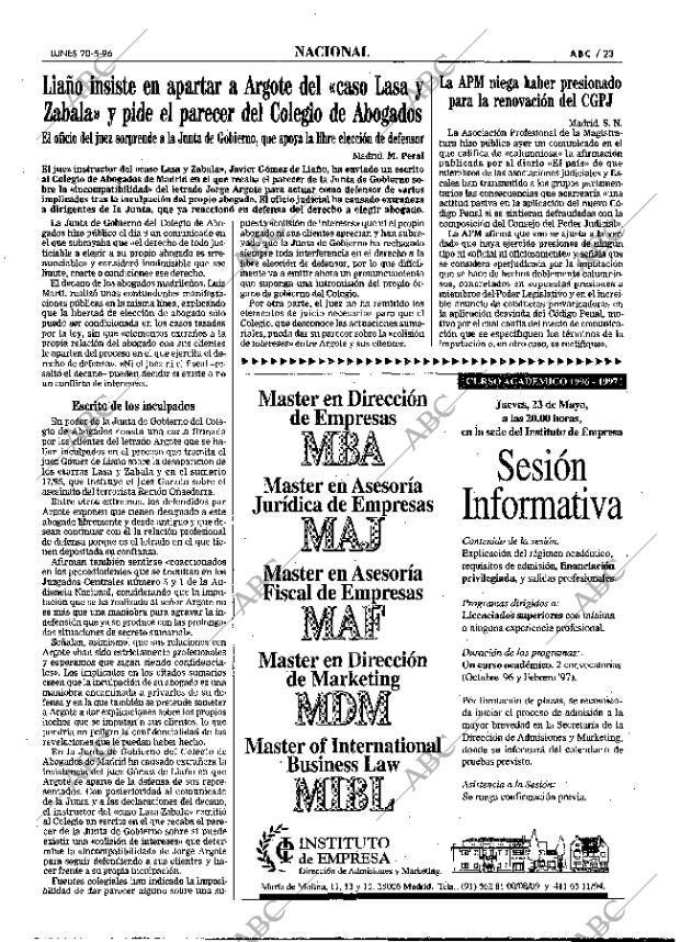 ABC MADRID 20-05-1996 página 23