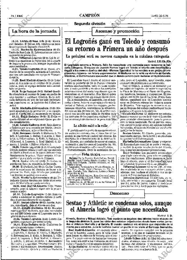 ABC MADRID 20-05-1996 página 74