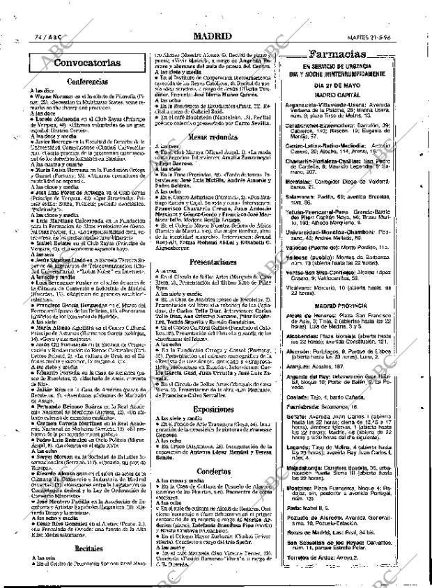 ABC MADRID 21-05-1996 página 74