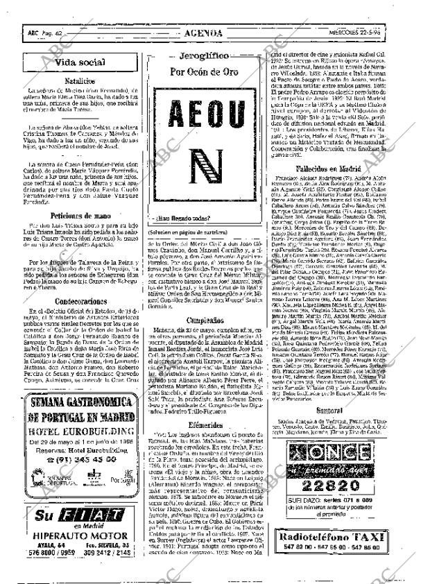 ABC MADRID 22-05-1996 página 62