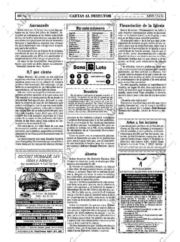 ABC MADRID 13-06-1996 página 16